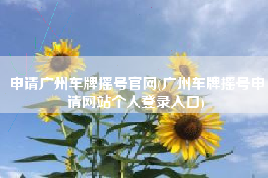 申请广州车牌摇号官网(广州车牌摇号申请网站个人登录入口)